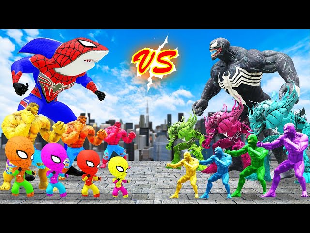 Spiderman Superheroes FAMILY SPIDEY vs FAMILY HULK rescue Shark Spiderman Venom3 Joker | King Spider
