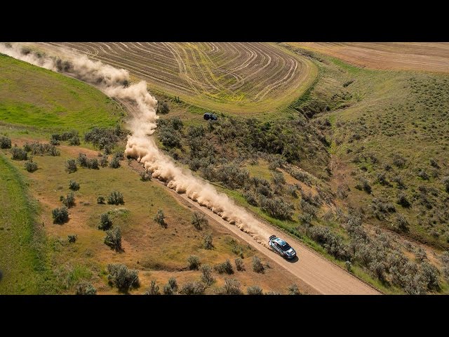 Heli chases Subaru Rally Team USA at Oregon Trail 2016