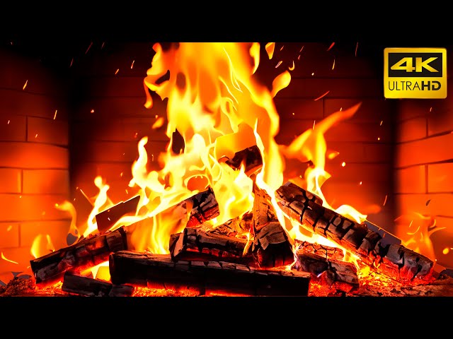 🔥 Cozy Fireplace 4K (12 HOURS): Fiery Embrace with Gentle Crackling Fire Sounds. Fireplace 4K