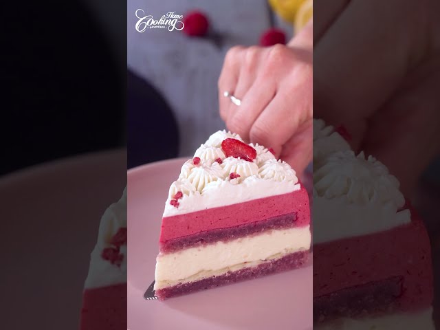 White Chocolate Raspberry Mousse Cake #shorts #raspberry #whitechocolate
