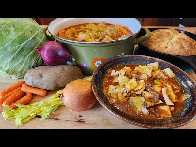 Cabbage Soup with Hamburger – Irish Cabbage Soup – The Hillbilly Kitchen #womenofyoutube