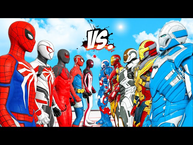 ALL SPIDERMAN SUIT VS TEAM IRON MAN - SUPER EPIC BATTLE