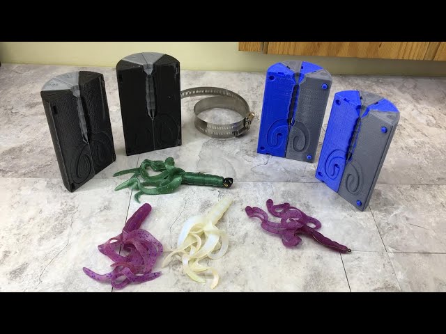 The Octoworm - 8 piece 3D Printed Soft Plastic Fishing Lure Mold
