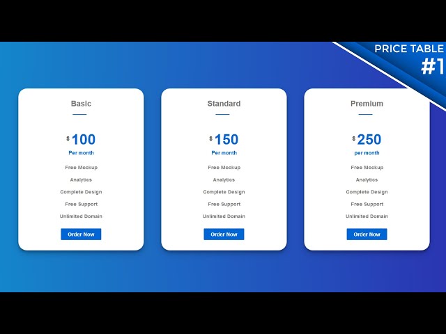 Pricing Table using HTML & CSS | #1 price table | Cascading Style