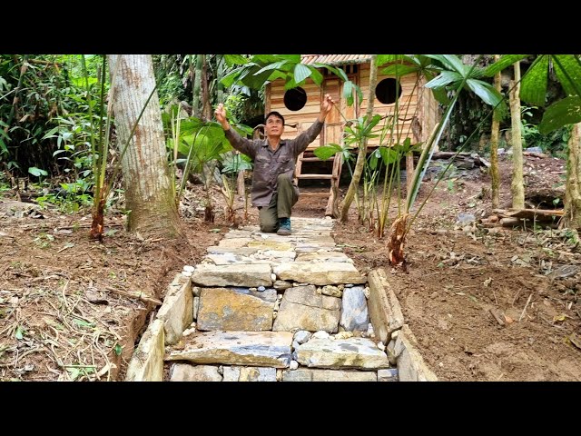 The process of completing the stone road to the camp. Plant more ornamental plants - Tropical forest
