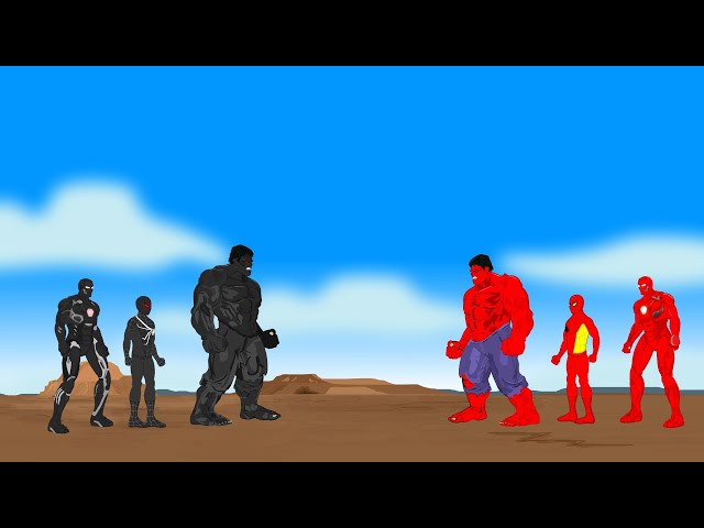 Evolution of Team Black Hulk vs Evolution of Team Black Spider-Man | SUPER HEROES CARTOON MOVIES