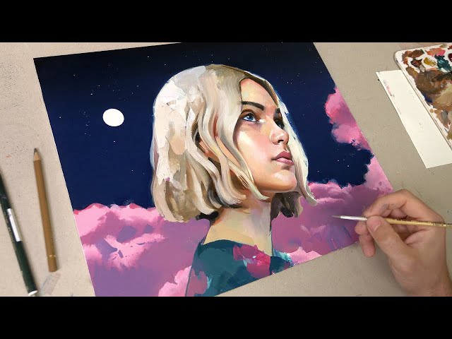 How I paint a DREAMY night scene || OIL PAINTING PROCESS