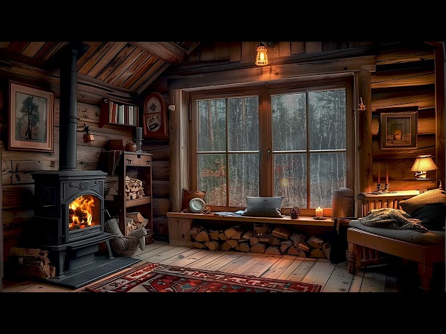 Cozy Cabin Ambience - Gentle Rain Sounds and Crackling Fireplace for Relaxation and Sleep Better