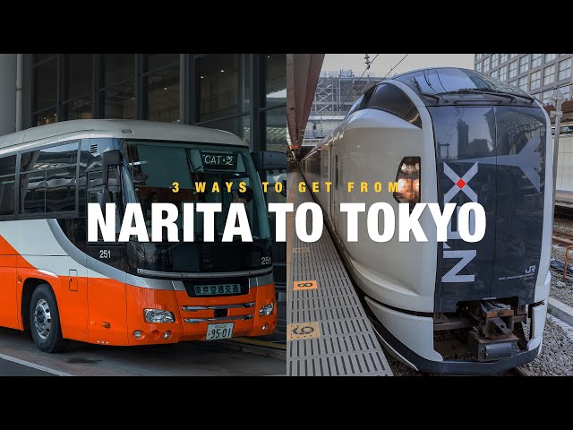 Three ways to get to Tokyo from Narita Airport. How to ride trains, buses and taxis and how to pay