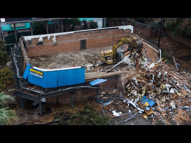 See demolition of iconic Dimple Records (and former Tower Records) site in drone video