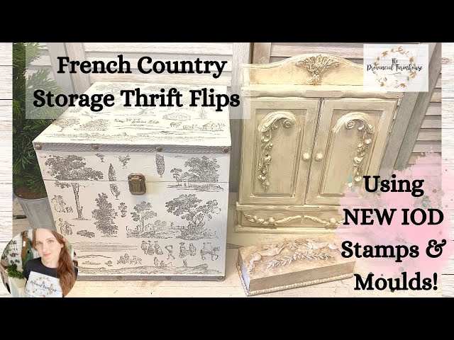 French Country Storage Thrift Flips using NEW IOD Summer Release Stamps & Moulds | Trash to Treasure