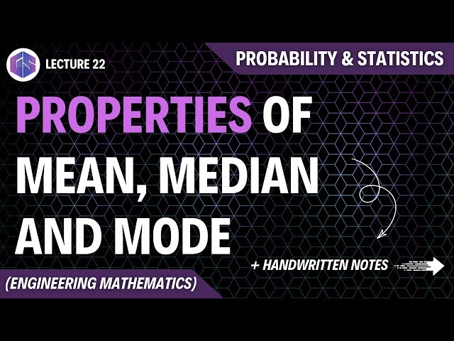 Lec-22: Properties of Mean, Median And Mode | Probability and Statistics