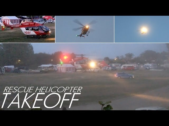Rescue helicopter - spectacular takeoff |  Rettungshubschrauber - Spektakulärer Start