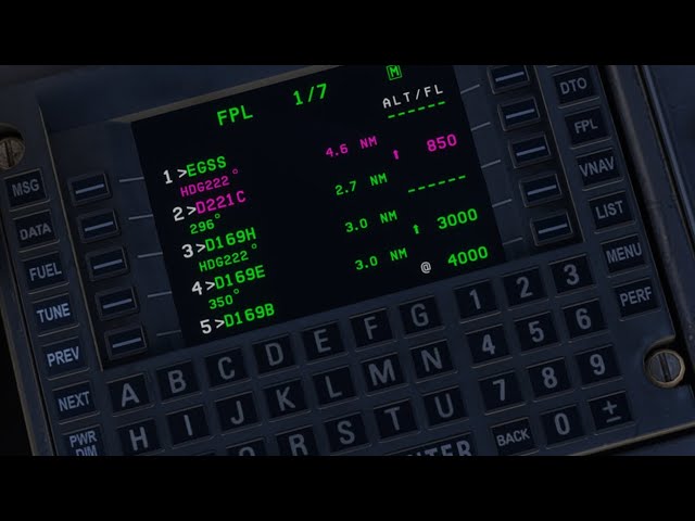 Beginners guide to programming routes into the BAe 146 UNS-1 navigation computer in Flight Simulator
