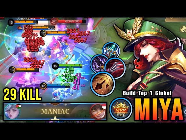 29 Kills + MANIAC!! Super Fast Attack Speed Miya Insane LifeSteal - Build Top 1 Global Miya ~ MLBB
