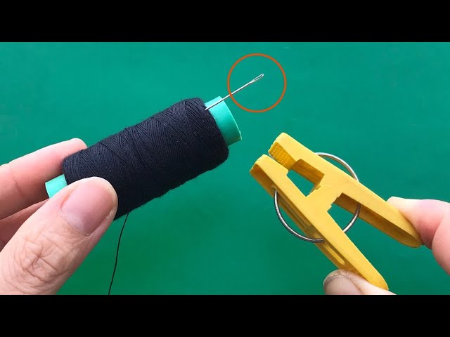 Few know, EASIEST WAY to thread a needle with a clothespin - Win Tips