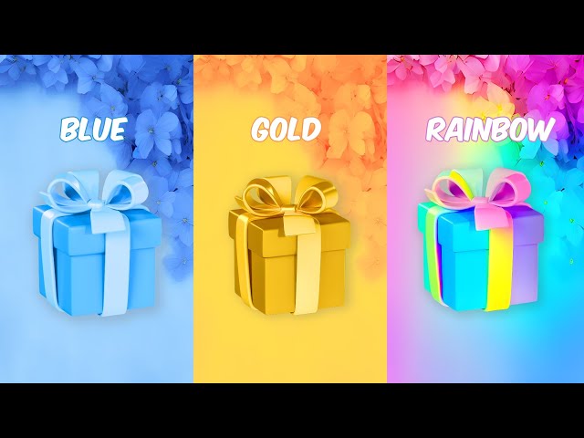🤩Choose your gift🎁💝✨️| 3 gift box challenge | Blue, Gold, Rainbow #pickonekickone #giftboxchallenge