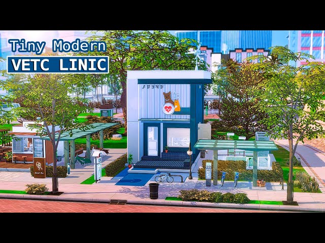 Tiny Modern Vet Clinic | NoCC | The Sims 4 | Stop Motion Build