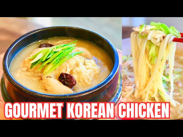 Korean Chicken Soup + Noodles [Ginseng Chicken Soup] SamGyeTang 삼계탕 + Kalguksu 칼국수