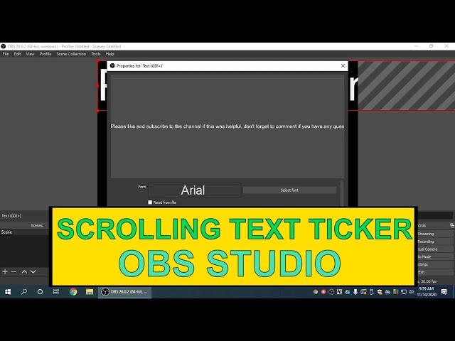 Create a scrolling text ticker banner in OBS Studio