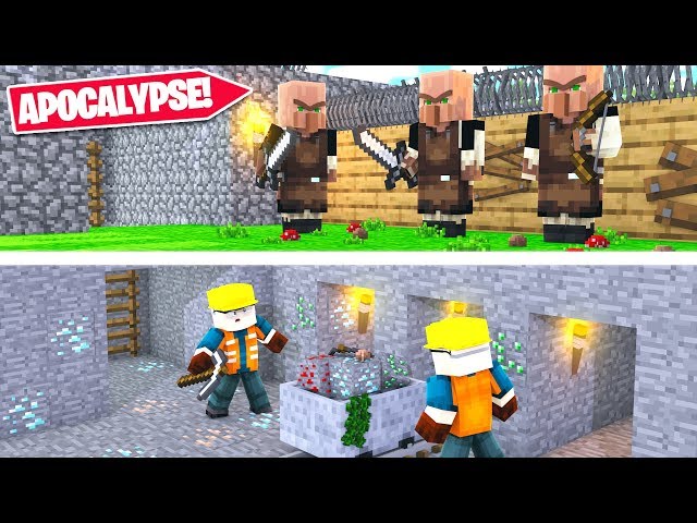 Minecraft Apocalypse - BUILDING HIDDEN UNDERGROUND BUNKER!