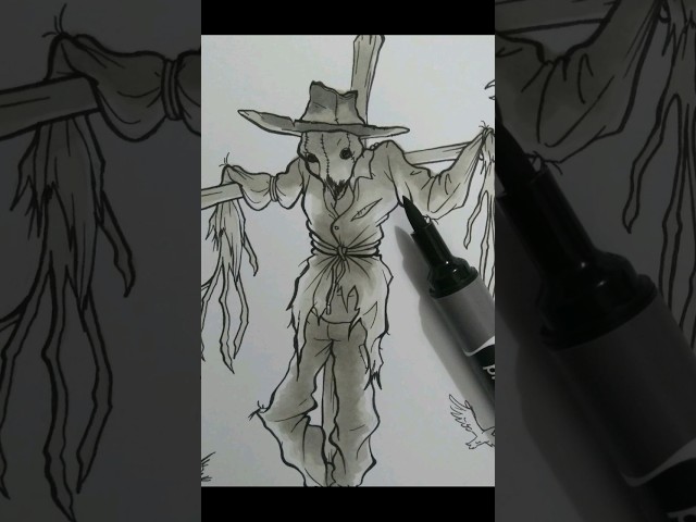 Me playing with my Christmas present! :) #drawing #marker #scarecrow #horror #tonycrynight