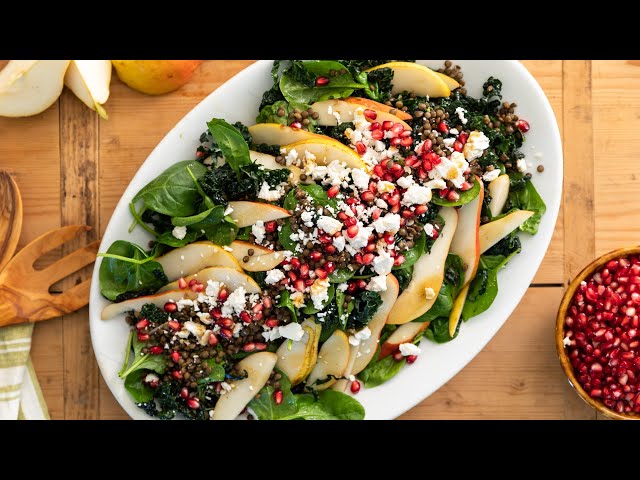 Hearty Kale Salad with Lentils and Pears