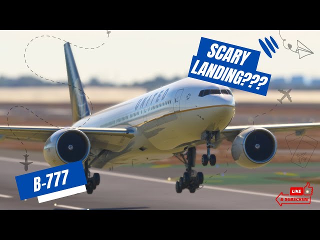 Very IMPOSSIBLE BIG Airplane Landing!! Boeing 777 United Airlines Landing at San Frascisco Airport