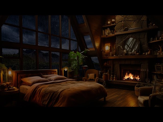 Sleep Better Tonight: Rain, Thunder Sounds and Cozy Fireplace Crackling Ambience for Insomnia Relief
