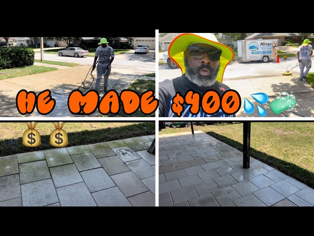 MY SON MADE $400 IN 4 HOURS 💰💰💰🧼💦💨💨#pressurewashing #drivewaycleaning #surfacecleaning