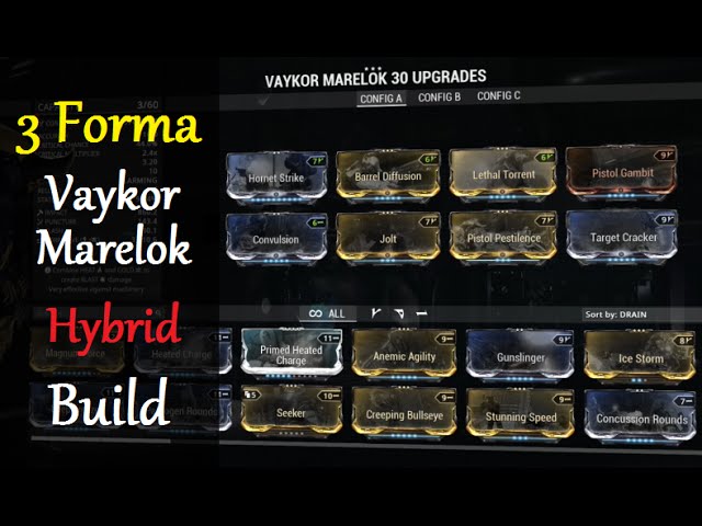 Warframe Weapon Builds - Vaykor Marelok Hybrid Build (3 Forma)
