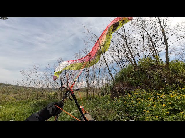 Failed take-off on paraglider