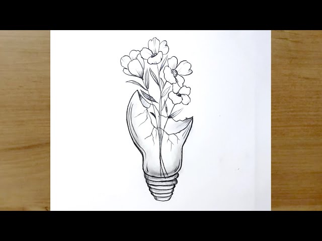 Ampul İçinde Çiçek Çizimi | Kolay Çiçek Çizim |  Kolay Çizim Fikirleri | How to Draw Flowers Easy