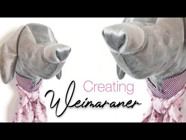 Sewing a plush Weimaraner dog head for my art wall | silent vlog