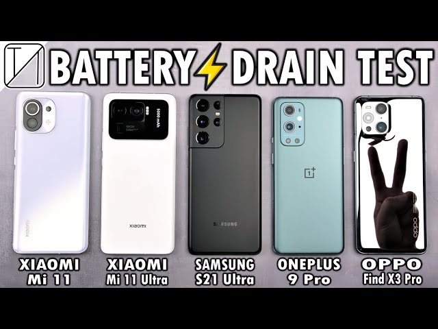 Xiaomi Mi 11 vs Mi 11 Ultra / S21 Ultra / OnePlus 9 Pro / Oppo Find X3 Pro Battery Life DRAIN Test!