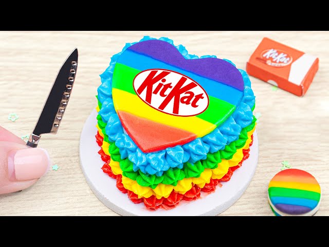 Amazing Rainbow Kitkat Heart Cake 🍫Yummy Miniature Chocolate Recipe 🌈Chocolate Cakes Recipes