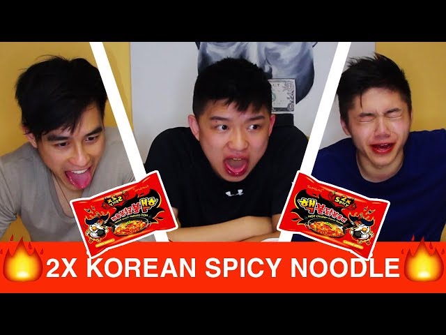 TRYING THE 2X KOREAN NUCLEAR SPICY NOODLE CHALLENGE (30 MINS NO WATER)