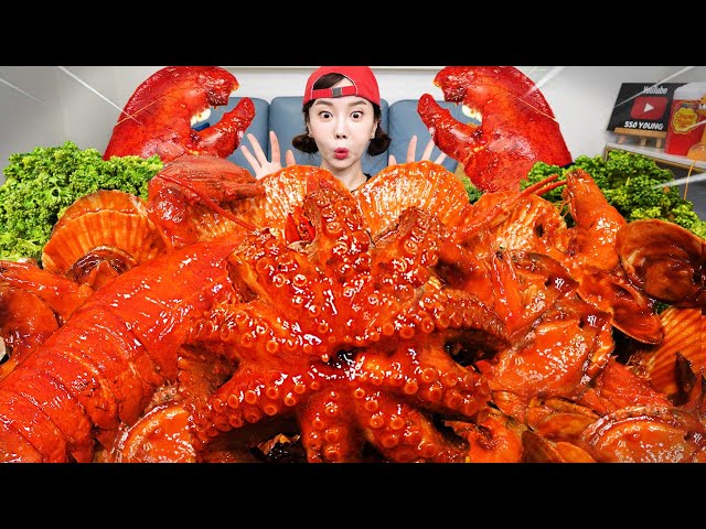 [Mukbang ASMR] Seafood FLEX ⚡ Octopus 🐙 Lobster 🦞 scallops Seafoodboil Recipe Eatingshow Ssoyoung