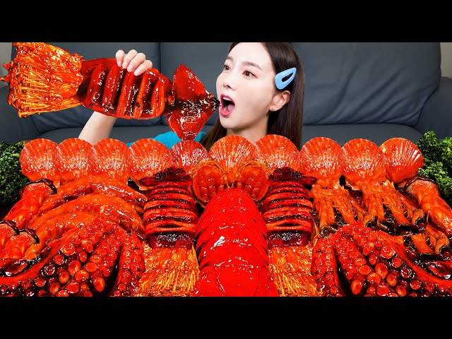[Mukbang ASMR] SPICY 🦞 Lobster Tail Octopus Squid Shrimp Enoki Mushroom Seafood Boil Recipe Ssoyoung