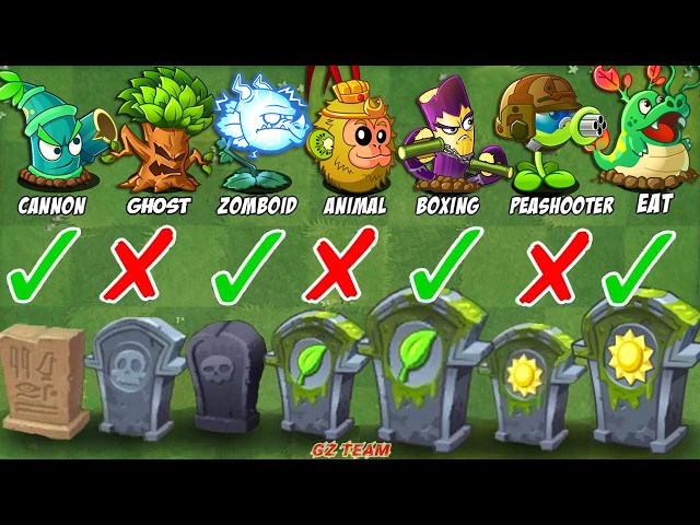 Pvz 2 Challenge - All Chinese Plants *3 POWER UP vs Team Gravestones - Who Will Win?