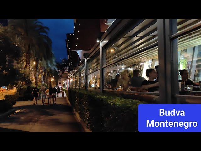 Budva at night after the rain...lights of restaurants, cafes