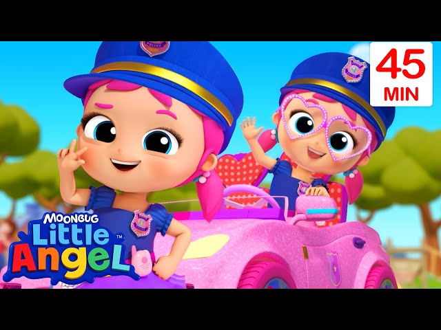 Pink Princess Police Officer! 💖🦄✨| Vehicles for Kids | Little Angel Kids Songs & Nursery Rhymes