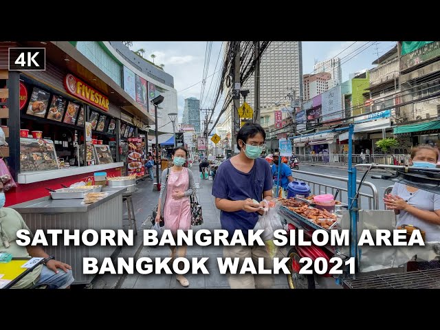 【4K】Walking Around Saphan Taksin To Silom Areas Bangkok May, 2021