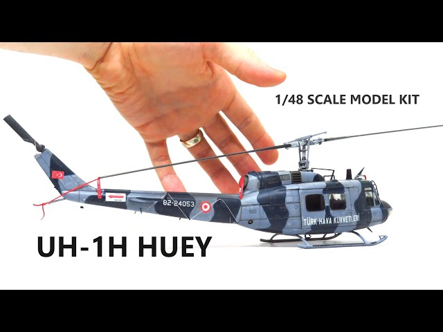 Painting Italeri UH-1H HUEY 1/48 Scale Helicopter Model Build - Easy Realistic Weathering Techniques