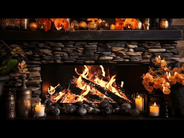 Rustic 4K Fireplace: Relaxing Fire Sounds for Sleep in Cozy Ambiance | White Noise
