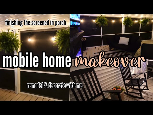 FINALLY FINISHING THE SCREENED IN PORCH! | old mobile home renovation | mobile home makeover! Ep.25