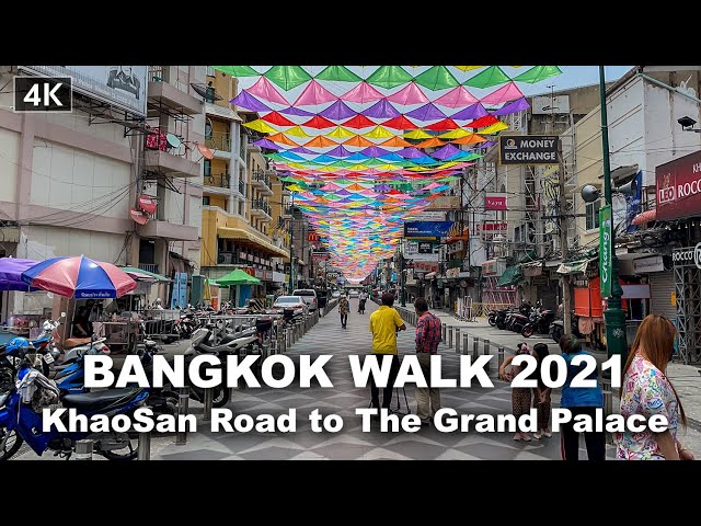 【4K】KhaoSan Road to The Grand Palace Very quiet Sonkran festival | Bangkok Walk 2021