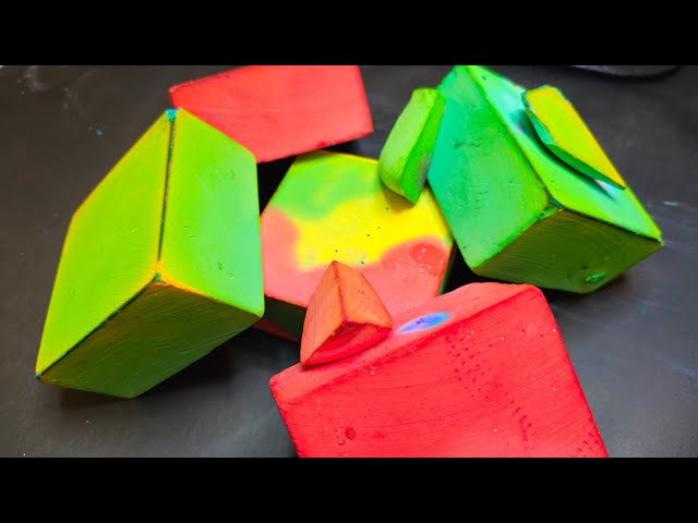 Brightly dyed Neon colored gymchalk blocks | ASMR | Oddly Satisfying