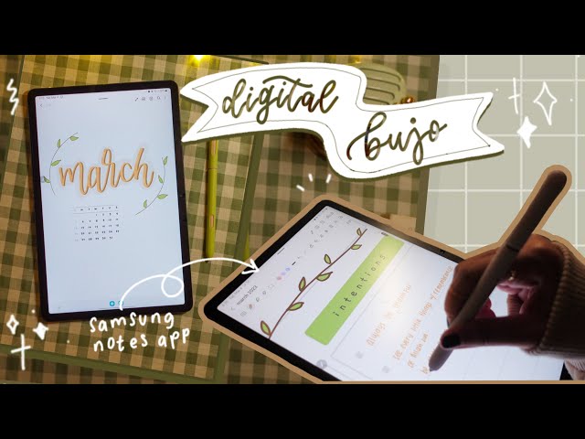 digital plan with me on my samsung S7🌱 || march 2023 bujo (free bujo kit n template!)