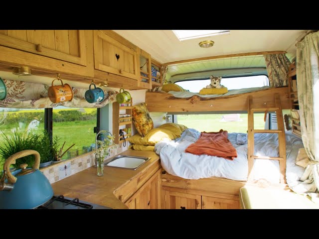 FAMILY VAN TOUR: Removable Bunk Bed System & Beach Style |  MWB Van Conversion